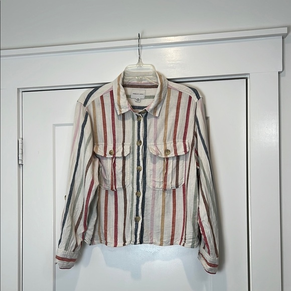 American Eagle Multicolor Striped button down shirt size large. - Picture 1 of 7